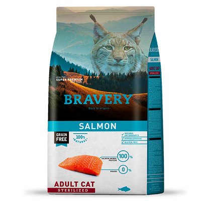 Бравері Bravery Salmon Adult Cat Sterilized сухий корм з лососем для стерилізованих кішок, 600 гр (7715) 6560 фото