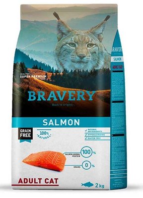 Бравері Bravery Salmon Adult Cat беззерновий сухий корм із лососем для дорослих котів, 2 кг (7647) 6562 фото