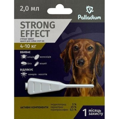 Стронг Ефект Palladium Strong Effect краплі від бліх та кліщів для собак вагою 4 - 10 кг, 1 піпетка 7067 фото