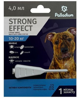 Стронг Ефект Palladium Strong Effect краплі від бліх та кліщів для собак вагою 10 - 20 кг, 1 піпетка 7068 фото