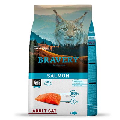 Бравері Bravery Salmon Adult Cat беззерновий сухий корм із лососем для дорослих котів, 600 гр (7654) 6563 фото