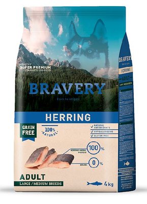 Бравері Bravery Herring Adult Dog Large & Medium сухий корм з оселедцем для собак середніх і великих порід, 4 кг (0616) 6519 фото