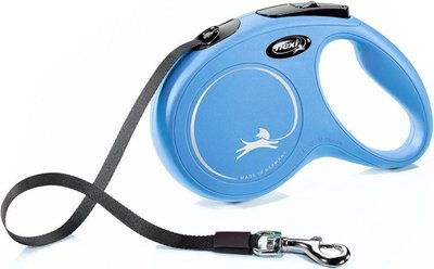 Повідець рулетка Flexi New Classic S для собак вагою до 15 кг, стрічка 5 метрів, колір синій 4291 фото