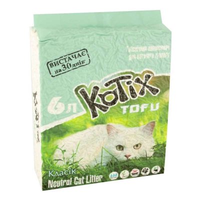 Котикс Тофу Класик Kotix Tofu Classic соєвий гранульований наповнювач для котячого туалету, об'єм 6 л 5168 фото