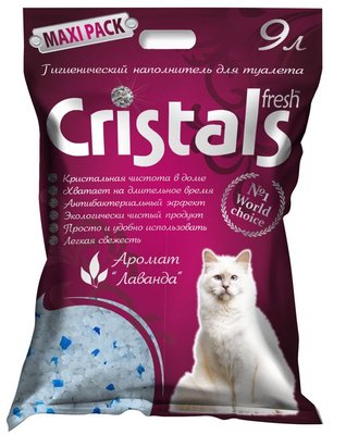 Кристал Фреш Cristals Fresh силікагелевий гігієнічний наповнювач із лавандою для котячого туалету, 9 л (Cristal 9) 6213 фото
