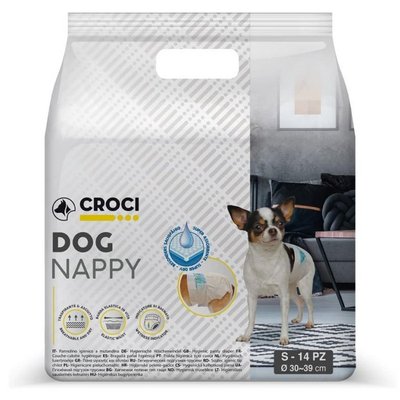 Підгузки Croci Dog Nappy S для собак вагою 2 - 3 кг, обхват талії 30 - 39 см, 14 підгузків (C6020380) 6777 фото