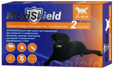 Краплі Моксишилд MoxiShield від бліх, кліщів і глистів для собак вагою від 25 до 40 кг, 2 піпетки (M-819) 6268 фото