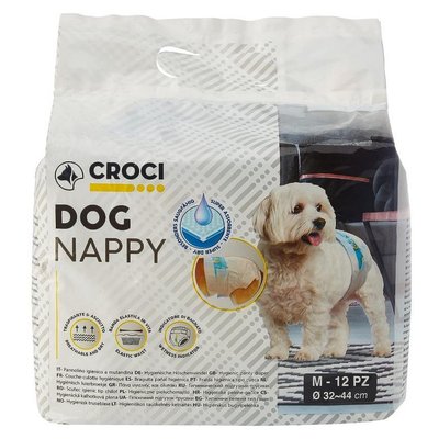Підгузки Croci Dog Nappy М для собак вагою 3 - 6 кг, обхват талії 32 - 44 см, 12 підгузків (C6020381) 6778 фото