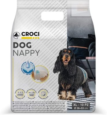 Підгузки Croci Dog Nappy XL для собак вагою 10 - 18 кг, обхват талії 36 - 53 см, 10 підгузків (C6020260) 6780 фото