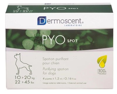 Dermoscent PYOspot or Dogs дерматологічні антибактеріальні краплі на холку для собак 10 - 20 кг, 4 піпетки 7130 фото