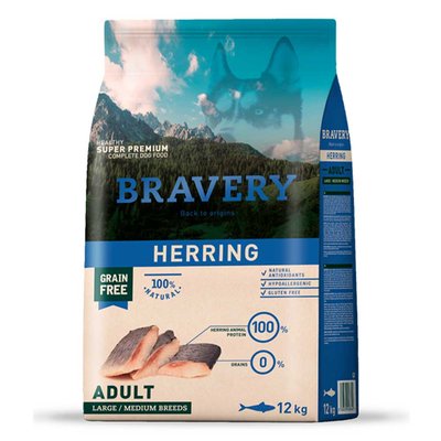 Бравері Bravery Herring Adult Dog Large & Medium сухий корм з оселедцем для собак середніх і великих порід, 12 кг (0609) 6528 фото