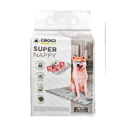 Пелюшки для собак Croci Super Nappy (принт газета) 87*54 см, 30 пелюшок в упаковці (C6028722) 6937 фото
