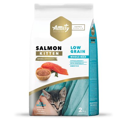 Аміті Amity Super Premium Low Grain Kitten Salmon сухий корм із лососем для кошенят від 1 місяця, 2 кг (SP 816 KITTEN 2KG) 7108 фото