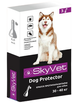 Скайвет SkyVet Dog Protector краплі від бліх та кліщів для собак вагою 30 - 40 кг, 3 піпетки 5096 фото
