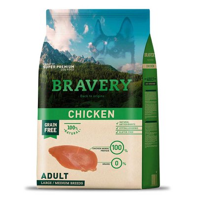 Бравері Bravery Chicken Adult Dog Large/Medium сухий корм з куркою для собак середніх і великих порід, 4 кг (6633) 6531 фото