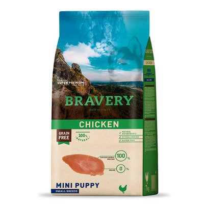 Бравері Bravery Chicken Mini Puppy беззерновий сухий корм з куркою для цуценят дрібних порід, 600 гр (8309) 6536 фото