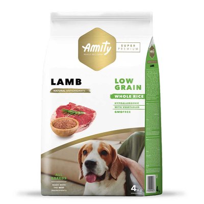 Аміті Amity Super Premium Low Grain Lamb Adult низькозерновий сухий корм з ягням для дорослих собак, 4 кг (573 LAMB 4 KG) 6332 фото