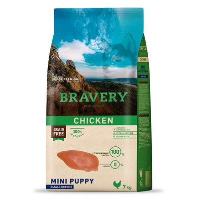 Бравері Bravery Chicken Mini Puppy беззерновий сухий корм з куркою для цуценят дрібних порід, 7 кг (6773) 6537 фото
