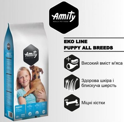 Аміті Amity Eco Line Puppy All Breeds сухий корм для цуценят усіх порід, 20 кг (112 ECO PUP 20 KG) 6349 фото