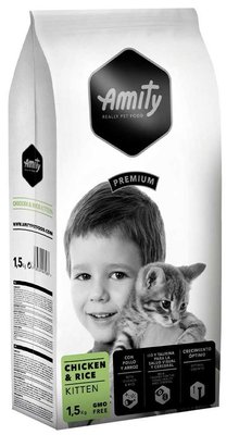 Аміті Amity Kitten Chicken & Rice сухий корм із куркою та рисом для кошенят будь-яких порід, 1,5 кг (937 KIT 1.5 KG) 6340 фото