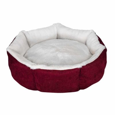 Диван Milord Cupcake S круглий, діаметр 50 см, для котів і собак вагою до 5 кг, колір бордо/сірий (VR09//3596) 6289 фото
