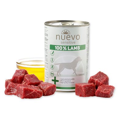 Нуево 400 гр Nuevo Sensitive Dog Adult 100% Lamb консервований корм з ягням для собак, упаковка 6 банок (95160) 7102 фото