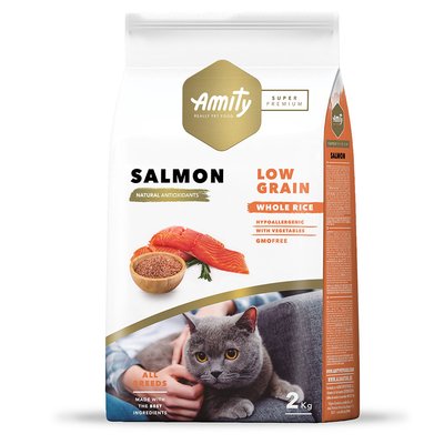 Аміті Amity Super Premium Low Grain Salmon Adult Cat низькозерновий сухий корм із лососем для котів, 2 кг (SP 915 SALM 2KG) 7104 фото