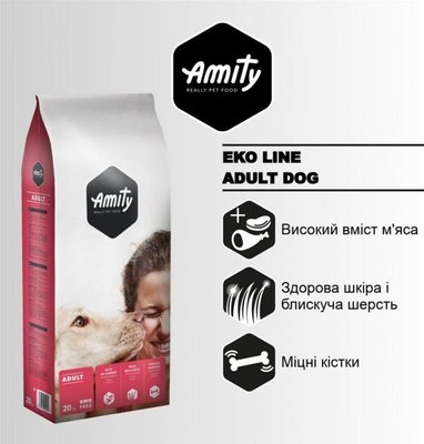 Аміті Amity Eco Adult Dog сухий корм із куркою для дорослих собак усіх порід, 20 кг (082 ECO ADULT 20KG) 6351 фото