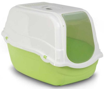 Пластиковий туалет-бокс Ромео Bergamo Romeo Green 57*39*41 см з фільтром, для котів, колір зелений 3963 фото