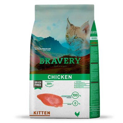 Бравері Bravery Chicken Kitten беззерновий сухий корм з куркою для кошенят усіх порід до 12 місяців, 600 гр (7739) 6558 фото