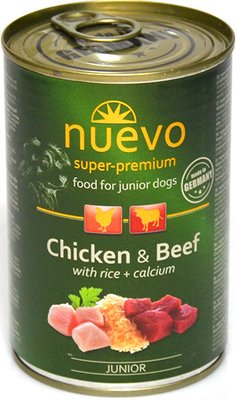 Нуево 400 гр Nuevo Junior Chicken & Beef вологий корм з куркою, яловичиною, рисом для цуценят, упаковка 6 банок (95013) 3946 фото