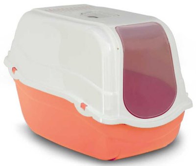 Пластиковий туалет-бокс Ромео Bergamo Romeo Melone 57*39*41 см з фільтром, для котів, колір персик 6254 фото