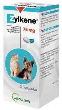 Зілкене 75 мг Zylkene заспокійливий антистресовий засіб для дрібних собак і кішок, 30 капсул 1014 фото