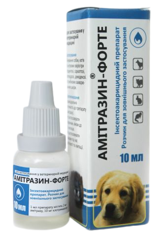 Амітразин-Форте з дозатором, 10 мл, для собак і кішок при отодектозі, саркоптозі, нотоєдрозі, демодекозі та грибкових захворюваннях 5000 фото