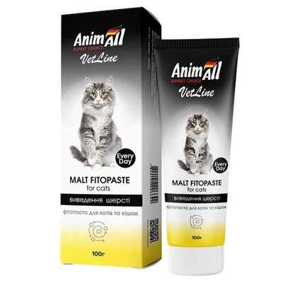 Фитопаста АнимАлл AnimAll VetLine Malt Fitopaste для выведения шерсти из желудка кошек, 100 гр 4697 фото