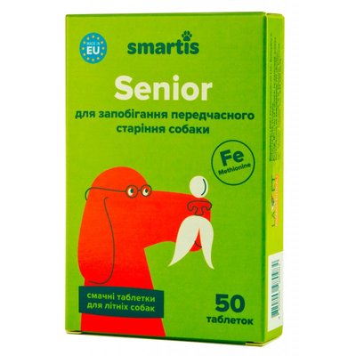 Смартис Smartis Senior витаминная добавка с метионином и железом для пожилых собак, 50 таблеток (980984) 6602 фото