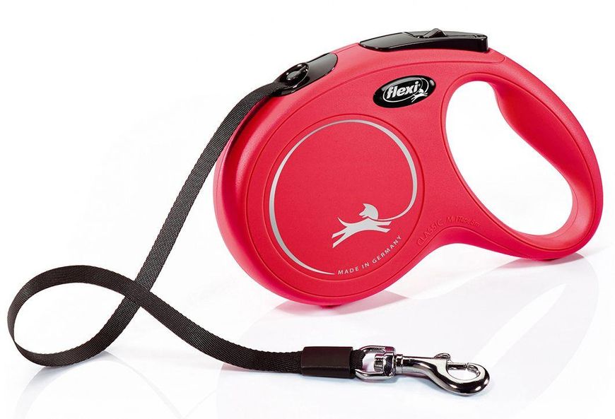 Поводок рулетка Flexi New Classic L для собак весом до 50 кг, лента 8 метров, цвет красный 4306 фото