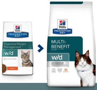 Хілс Hill's PD Feline W/D Multi-Benefit лікувальний сухий корм для котів у разі цукрового діабету та ожиріння, 3 кг (605849) 7558 фото