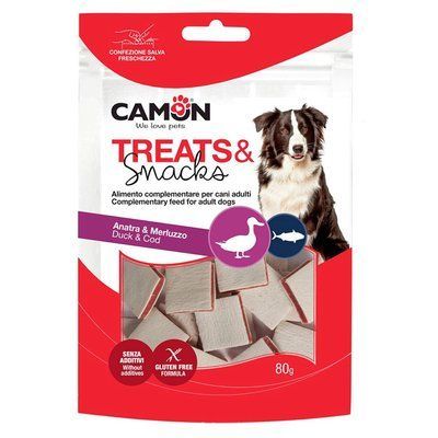 Лакомство для собак CAMON мясные сэндвич с уткой и треской, 80 гр, 3*0,5 см AE506 фото