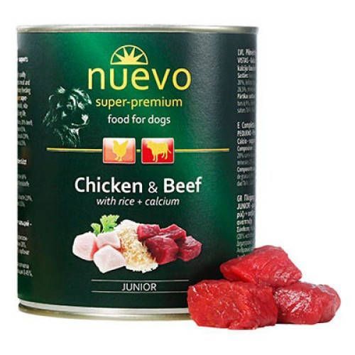 Нуево 800 гр Nuevo Junior Chicken & Beef вологий корм з куркою, яловичиною, рисом для цуценят (95014) 7018 фото