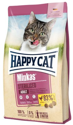 Happy Cat Adult Minkas Sterilised сухой корм для стерилизованных кошек и кастрированных котов, 1,5 кг (70408) 6920 фото