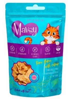 Мавси Mavsy-Tuna flakes with Catnip хлопья с тунцом и кошачьей мятой - лакомство для кошек, 50 гр (LSCJ25) 6005 фото