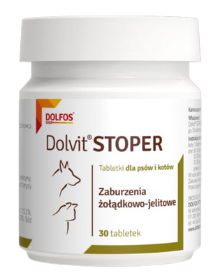 Долвіт Стопер Dolvit Stoper Dolfos для лікування діареї у кішок і собак, 30 таблеток 598 фото