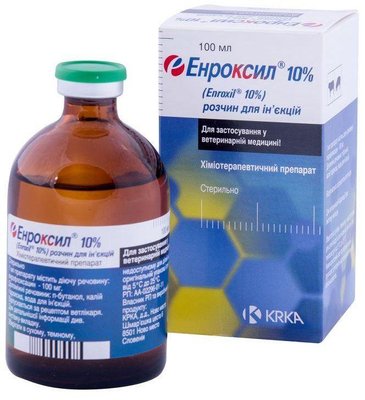 Енроксил 10 % ін'єкційний антибактеріальний препарат, 100 мл 304 фото