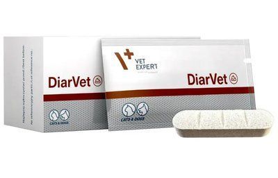 Діарвет DiarVet VetExpert (бентоніт, інулін, пектин, таніни) проти діареї у кішок і собак, 30 таблеток 11529 фото