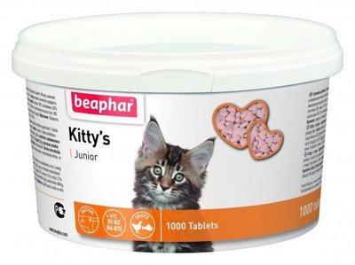 Кіттіс Юніор Beaphar Kitty's Junior вітамінізовані ласощі з біотином для кошенят з 6 тижнів, 1000 таблеток (12596) 7294 фото