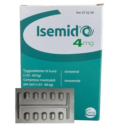 Исемид 4 мг Ceva Isemid при застойной сердечной недостаточности, отеке легких у больших собак, 10 таблеток 11887 фото