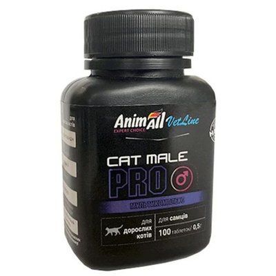 Витамины AnimAll VetLine CAT MALE PRO для взрослых котов (самцов), 100 таблеток по 0,5 гр 7878 фото