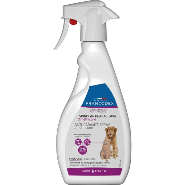 Спрей Francodex Spray Dimethicone Dog & Cat антипаразитарний з диметиконом для собак і котів, 500 мл  7140 фото