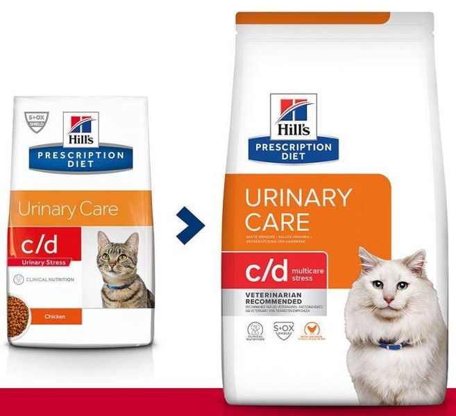 Хилс Hills PD Feline Urinary Care C/D Multicare Stress Chicken сухой корм с курицей для кошек с идиопатическим циститом, 400 гр (605981) 7508 фото